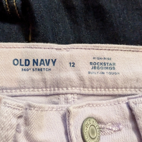 Old Navy Girls Rockstar Jeggings Bundle | Size 12 | Lavender & Dark Wash 2 Pr - Picture 3 of 7